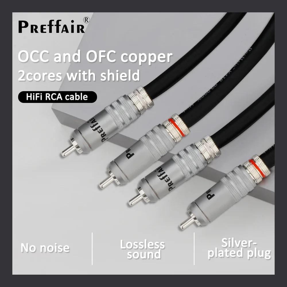 Высококачественный посеребренный кабель RCA OCC с позолоченной штекерной вилкой RCA Аудиоудлинитель