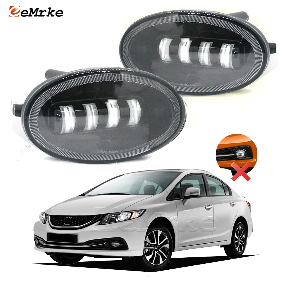 

Модифицированные обновленные вырезанные линзы, полностью светодиодные автомобильные противотуманные фары для Honda Civic FB2, 4 двери, 2014 2015, белые и желтые противотуманные фары DRL