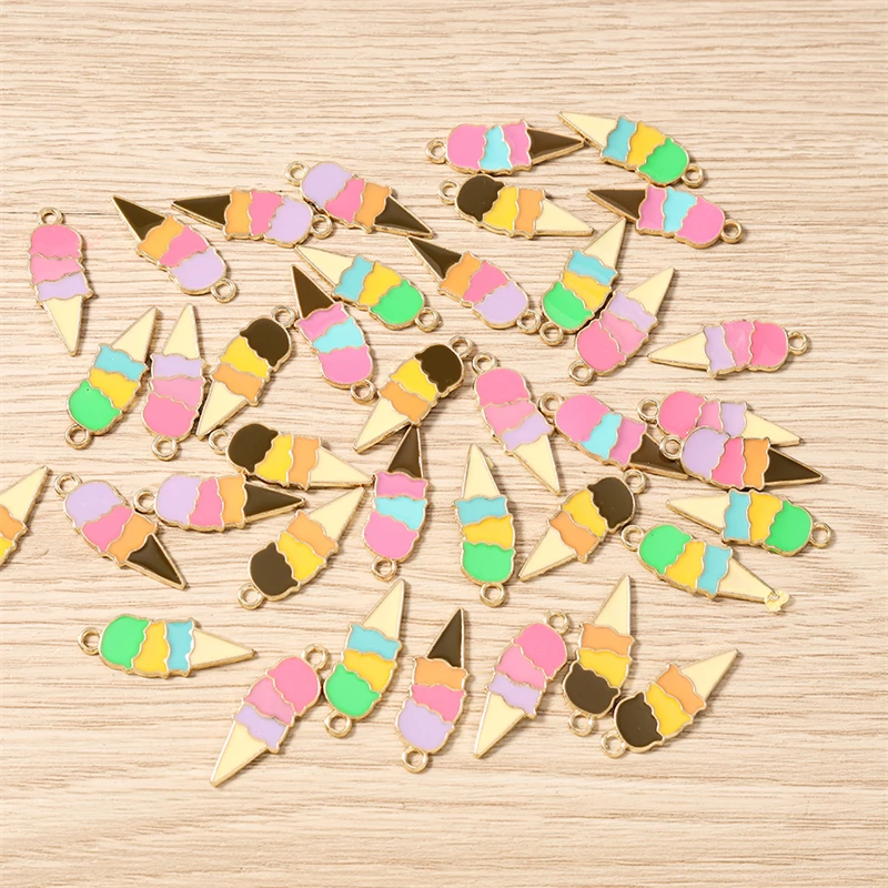 10 Stück 10x26mm Niedliche Emaille Sommer-Essen Eiscreme Charms Anhänger für Schmuckherstellung Ohrringe Halskette Armband DIY Bastelbedarf – Detail 12