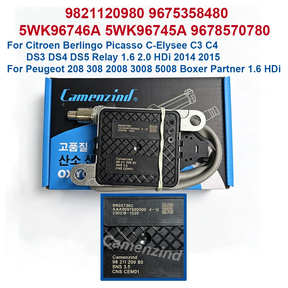 OEM 9821120980 98 211 209 80 9675358480 5WK96746A 5WK96745A 9678570780 5WK9 6746A Stickstoffoxid-Sensor NOx-Sensor für A2C96290800 A2C96290900 für Citroen Berlingo Picasso C3 C4 DS3 DS4 DS5 Relay