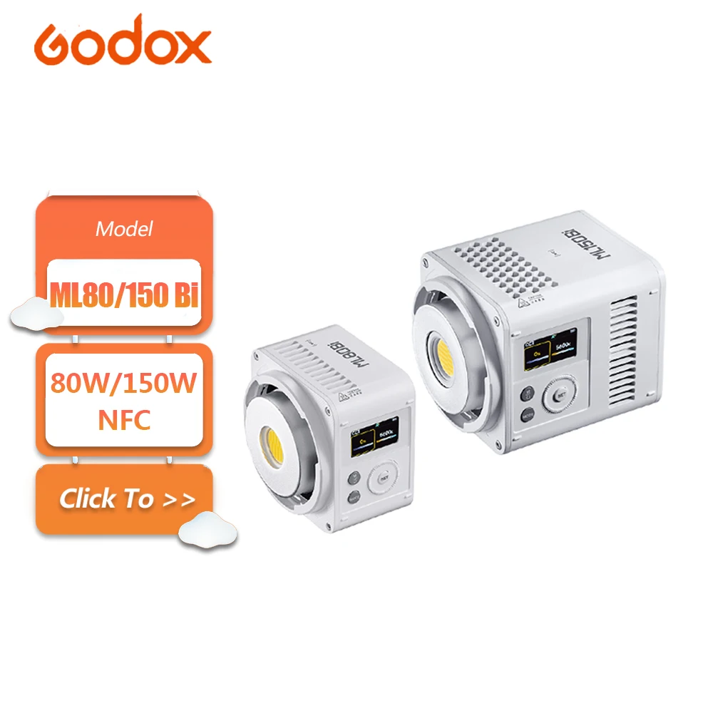 Godox ML80Bi ML150Bi 80W 150W Bi-Color LED Video Light with NFC DMX Fuction for Outdoor Photography Shooting Fill Light