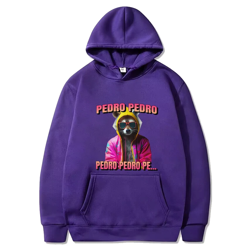 Hot sale Pedro Raccoon vintage Colorful Graphics Hoodie 2024 Men Women hip hop Casual streetwear Unisex Fleece Long sleeve Tops