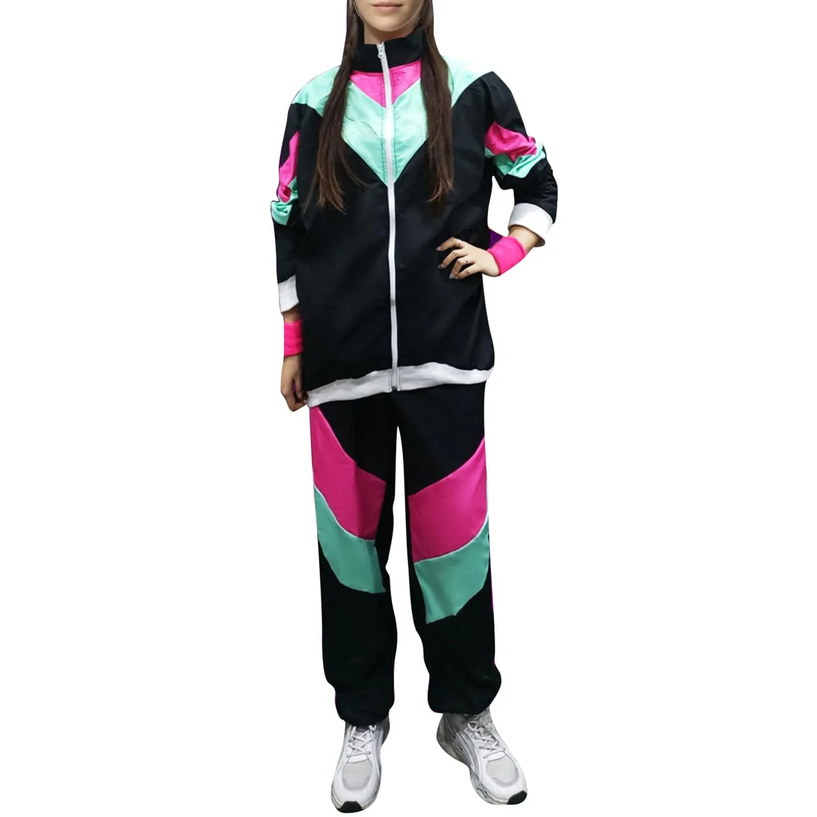 Women Vintage 80s Hippie Costume Suit Retro Hip Hop Party 70s Disco Party Cosplay Tracksuit Halloween Movement Clothing