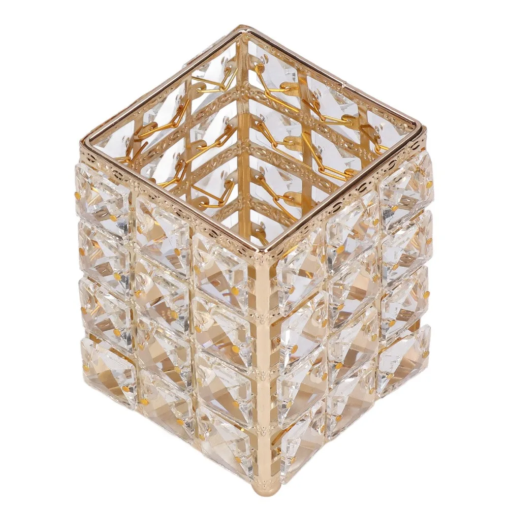 

Stainless Steel Makeup Brush Holder Large Capacity Square Design Make Up Storage Cup Gold Silver Cosmetic Storage Organizer
