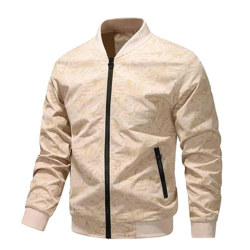 

Autumn Floral Print Aviator Jacket Men Casual Loose Fashion Trend High Street Stand Collar Coat Mens Versatile Baseball Jackets
