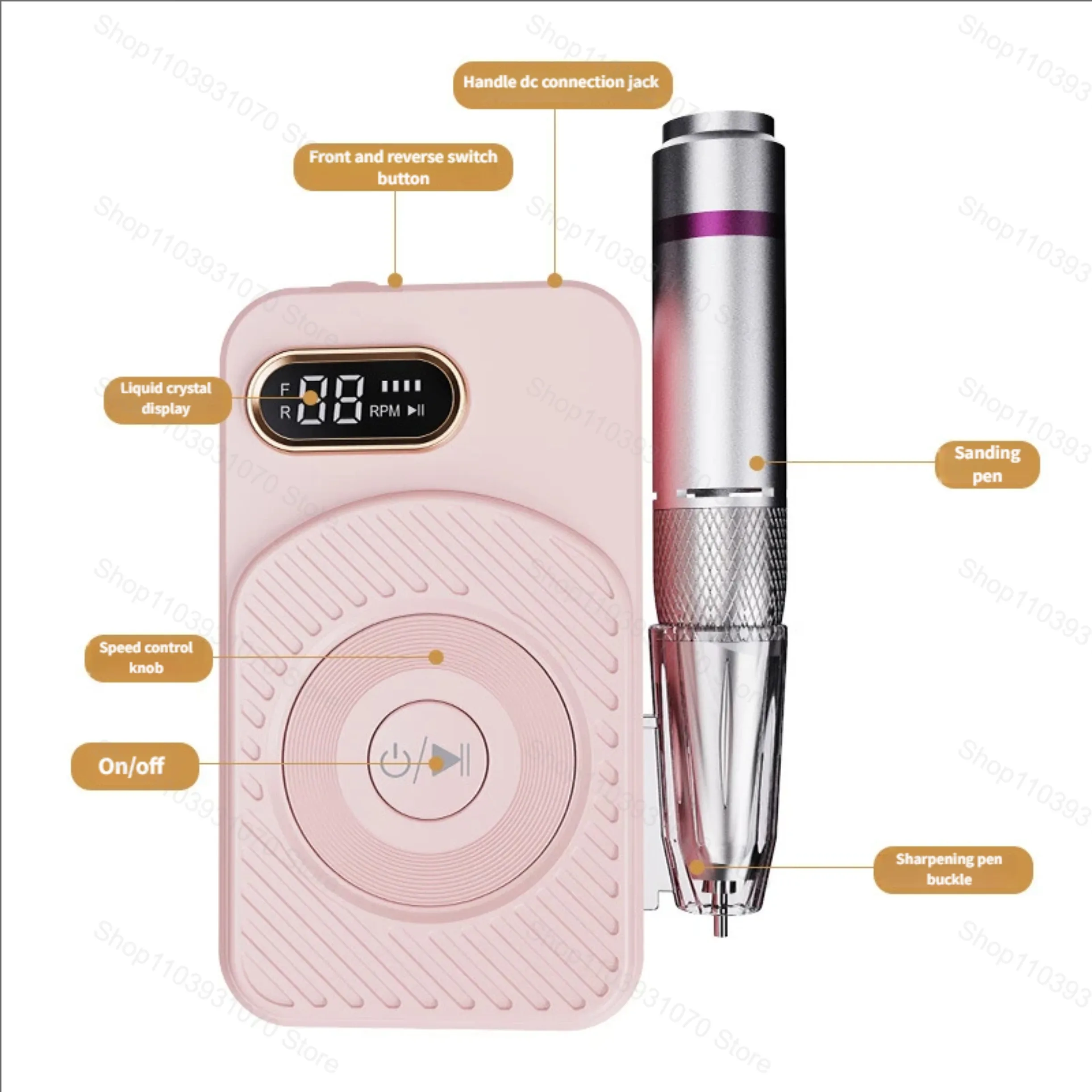ماكينة حفر أظافر كهربائية قابلة لإعادة الشحن 45000 دورة في الدقيقة لمعدات فن الأظافر مانيكير وباديكير أداة أظافر محمولة مع شاشة LCD #5