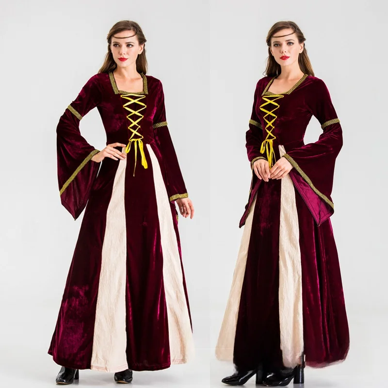 

Хэллоуин Средневековый Костюм Королевы Ренессанс Придворный Танец Доктор Женский Этнический Сценический Костюм Ретро Sle Хэллоуин Наряд