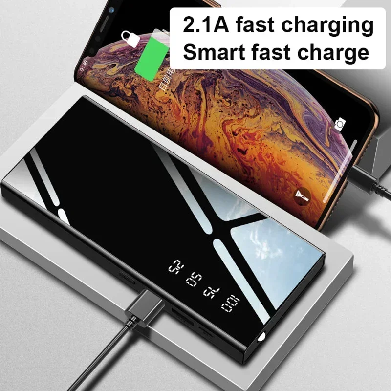 

Portable 30000mAh Fast Charging Power Bank Charger Digital Display External Battery Pack For Outdoor Travel iPhone Xiaomi