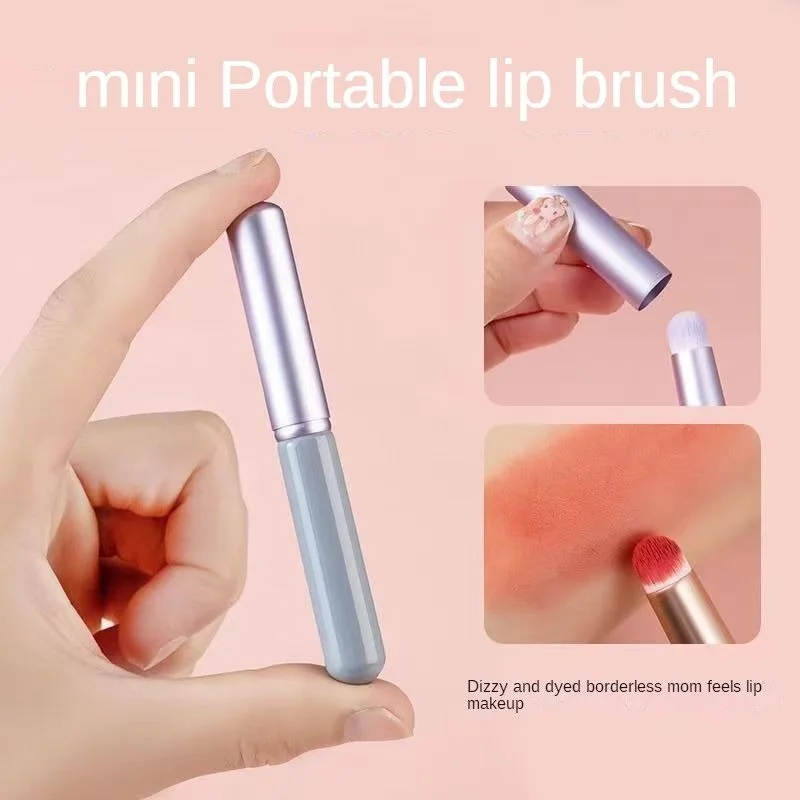 Mini Lip Brush Portable Round Head Carry Lid Lipstick Brush Concealer Brush Soft synthetic Girl Lip Gloss Smudge Makeup Brush