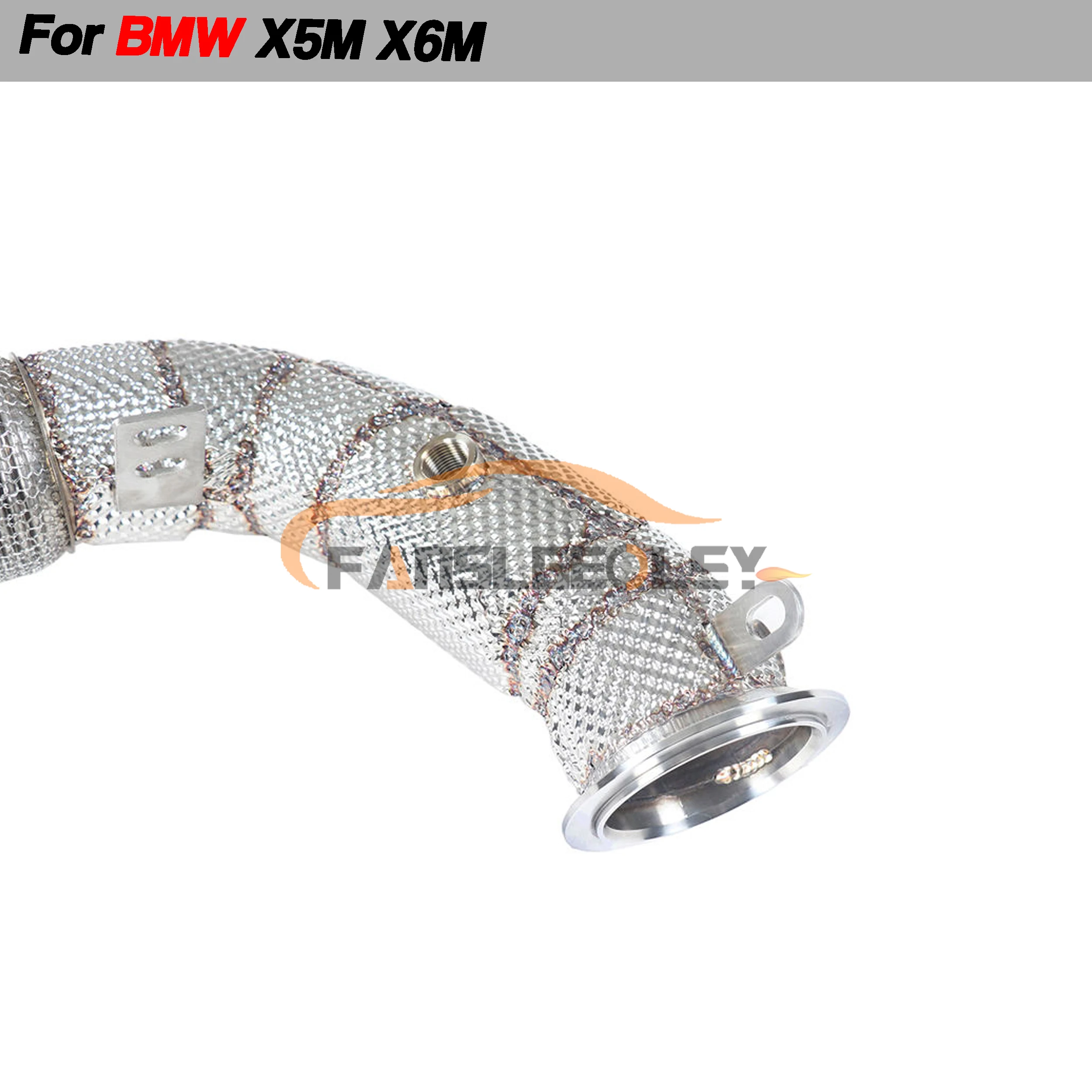 For BMW X5M X6M Steel Downpipe Performance Exhaust System With Heat shield and catalytic converter Headers