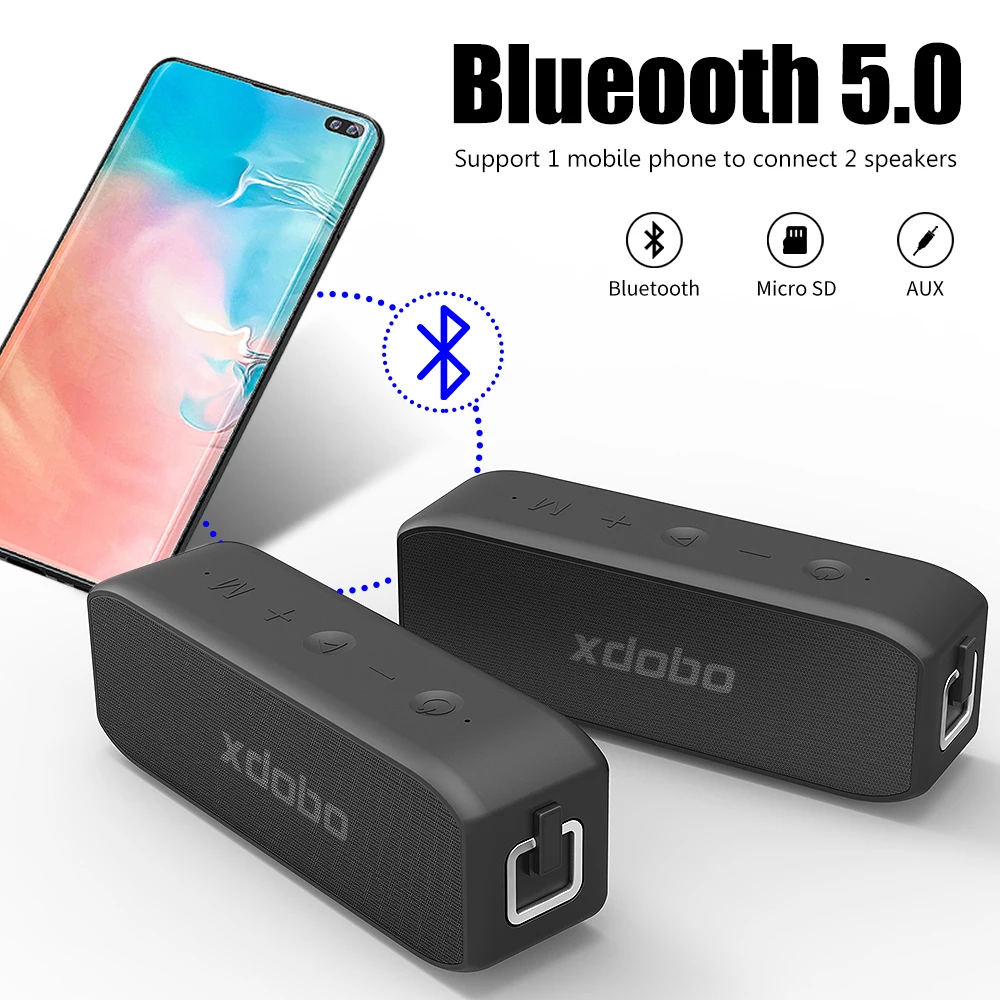 Xdobo Win 2020 Sound Bar Bluetooth Speaker Waterproof Outdoor Column Portable Subwoofer with TWS TF Music Center for Computer