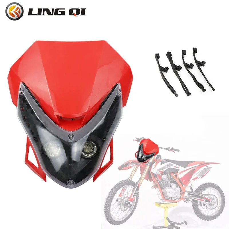 LING QI Universal 12V 35W Motorcycle Headlight LED Vision Front Headlamp Fairing For Almost Motorcycle Dirt Pit Bike