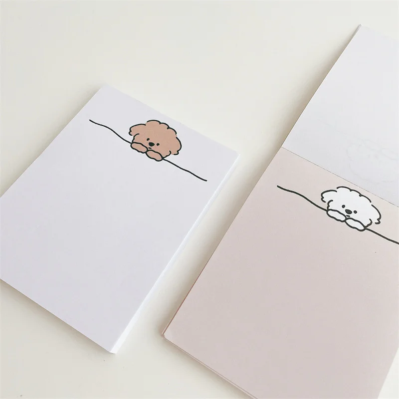 ​ins Cartoon Curly Puppy Cute Memo Pad Simple Style Decorative Note Girl Mini Notepad Message Paper School Stationery 50 Sheets