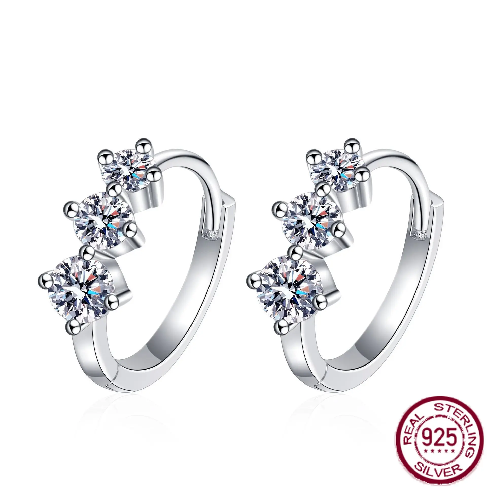 

S925 Silver Plated PT950 Advanced Precision Earrings Mosonite D Color Beads Wedding Treasure Wholesale