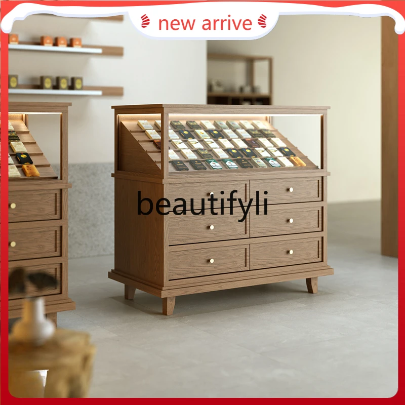 

D2520 Log Wind Cigar Display Cabinet Cigarette Glass Medieval Shelf Drawer Locker Modern Simple Side Cabinet with Light