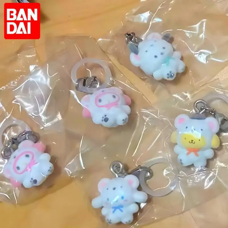 

Original Bandai Gashapon Sanrio Hello Kitty Kuromi Gashapon Capsule Toy Snowman Style Hanging Charm Pendant Collectible Toy Gift
