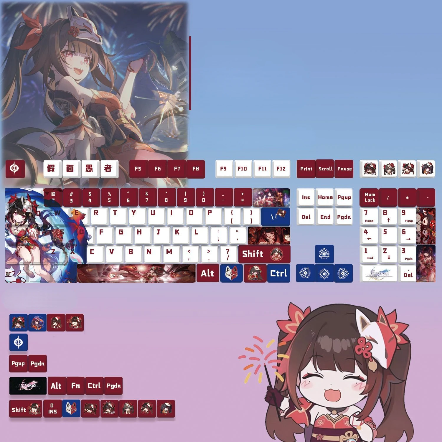 Imagem -03 - Honkai: Star Rail Sparkle Pbt Keycaps Jogos de Anime Beauty Girl Key Caps Altura Cereja para Teclados Mecânicos Faça Você Mesmo Conjunto de 128 Teclas