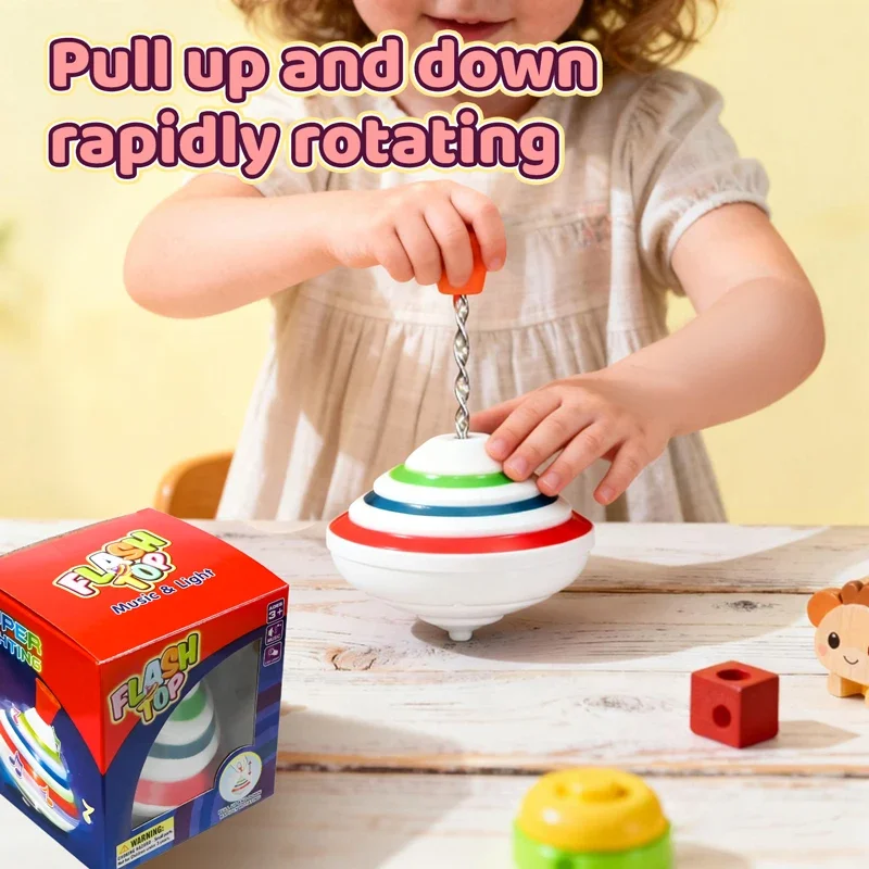 

Музыкальная вращающаяся игрушка-гироскоп со светодиодной подсветкой - волшебная вращающаяся верхняя часть, классическая забавная музыкальная игрушка с подсветкой для детей, идеальный подарок на день рождения