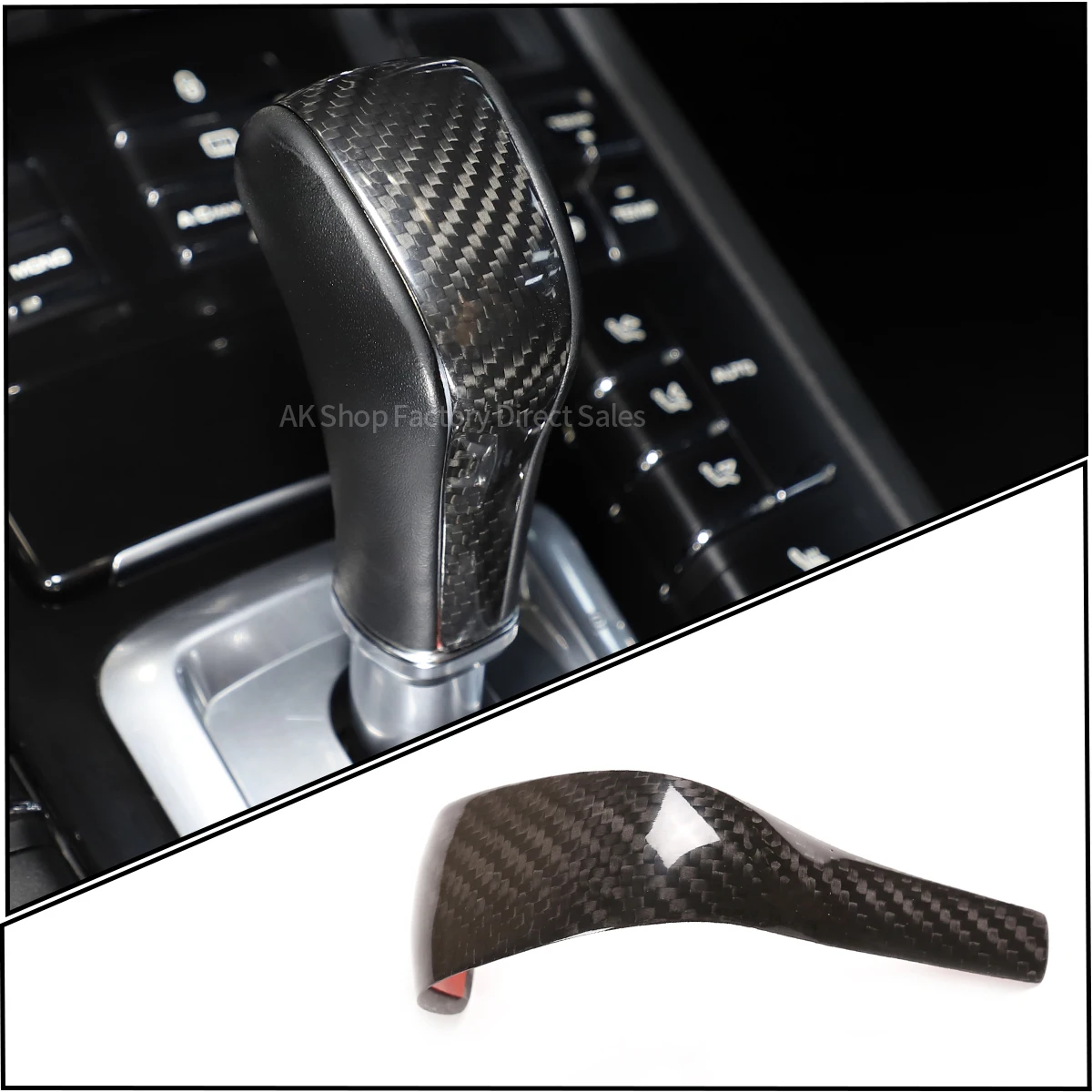 Pasuje do Porsche Cayenne 2011-2017 prawdziwe Carbon Fiber konsola główna samochodu pokrywa gałki zmiany biegów dekoracji akcesoria samochodowe