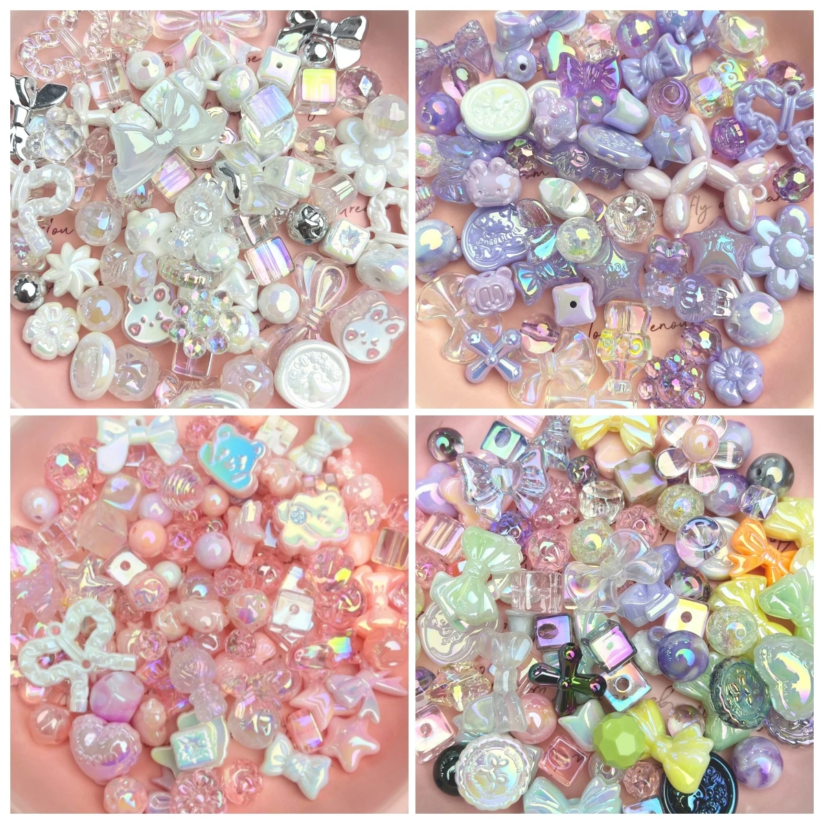20g Y2K akrylowe różne koraliki kwiat kochanie motyl cukierki Kawaii estetyczne koraliki do bransoletek DIY biżuteria dostawa