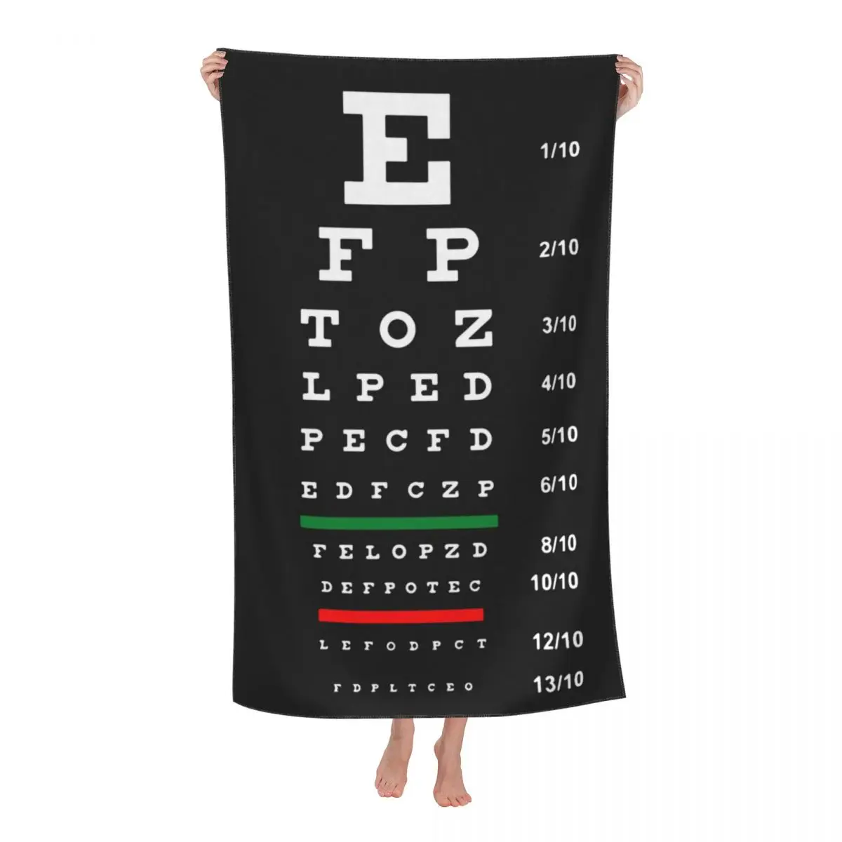 Ophthalmologist Optical Chart Beach Towel Personalized Eye Exam Glasses Super Soft Microfiber Pool Towels