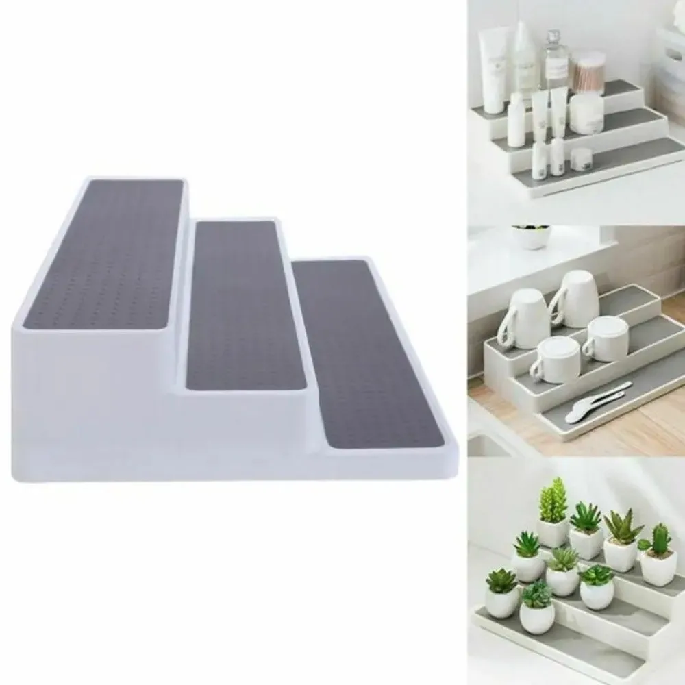 

3 Tier Ladder Seasoning Rack PP Material Space Saving Spice Organizer Moisture-Proof Condiment Bottle Rack Cosmetic Storage