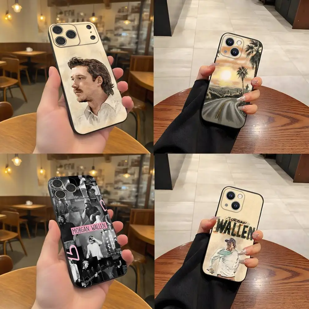

Singer M-Morgan Wallen Wear-resistant Phone Case For iPhone 17,16,15,14,13,12,11,Pro,Max,Plus Black Soft Cover