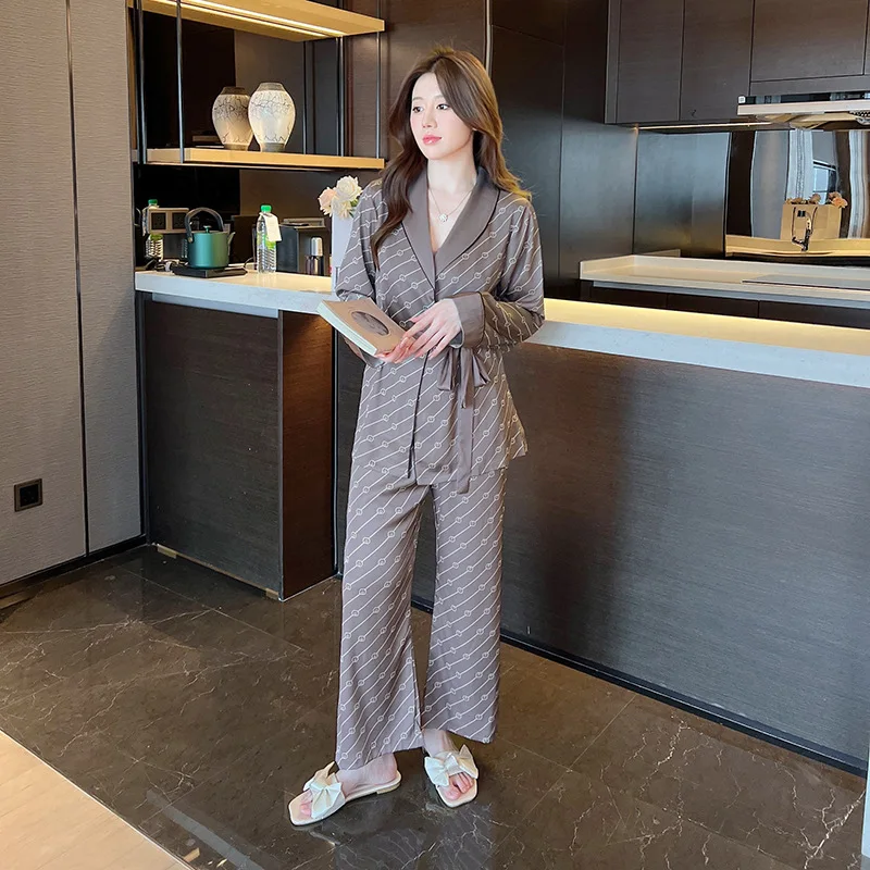 Three Piece Set Pajamas Long Sleeve Kimono&cami&pants Casual Home Wear Women Rayon Sleepwear Print Pour Femme Pyjamas Nightwear