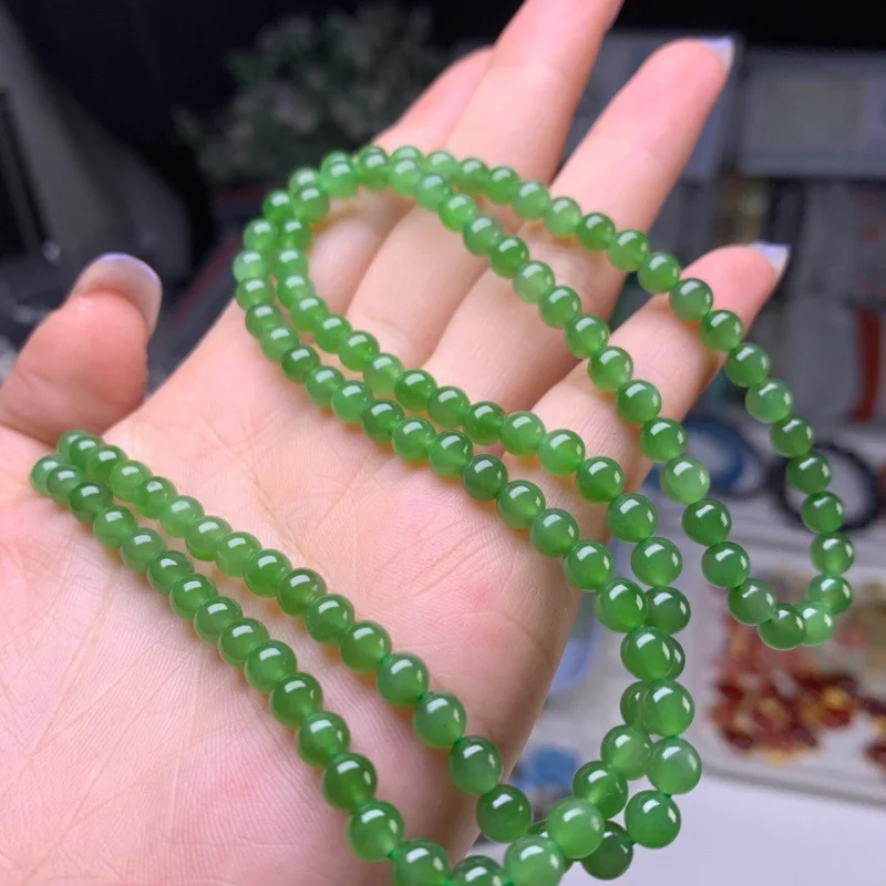 

Hetian Jade Jasper 108 Buddha Beads Necklace Cord 5Mm Pendant Bracelet Accessories