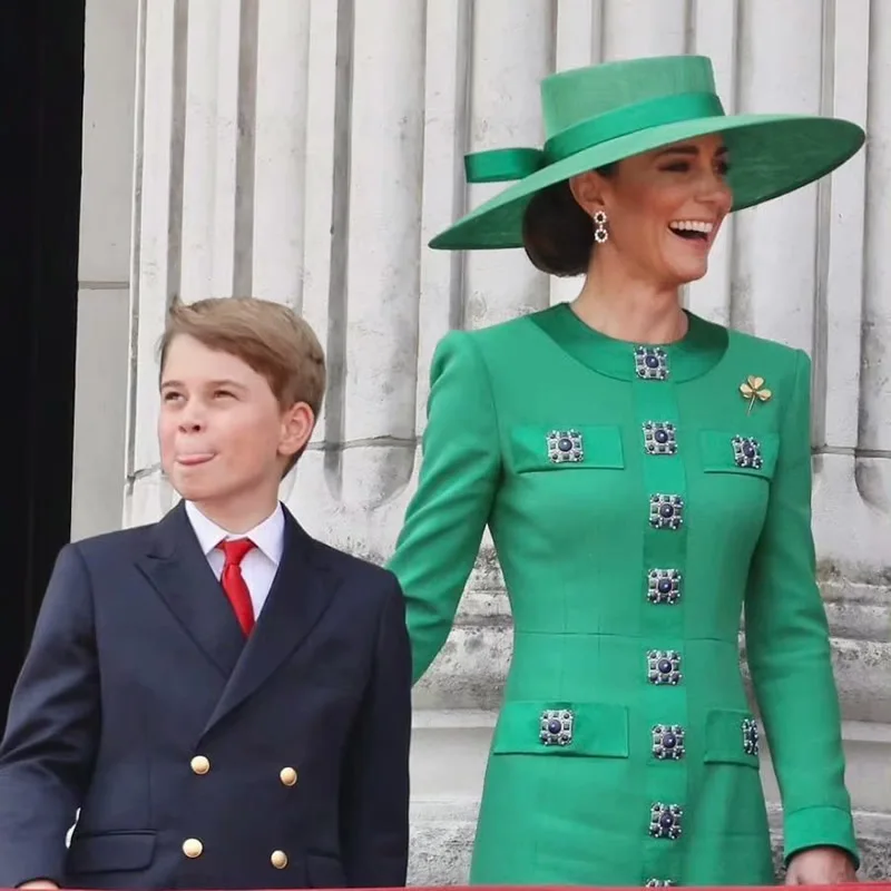 Kate Princess Dress for Women, Green Dress, Luxury Diamond, Single Breasted, Long Sleeve, 91912