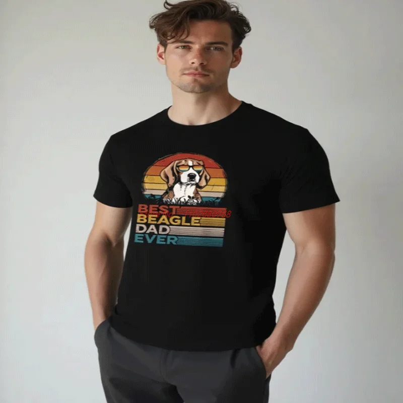 Best Beagle Dad Ever Fathers Day Puppy Dog Dad Funny Graphic T Shirts Summer Cotton Short Sleeve T-Shirts Mens Print T Shirt