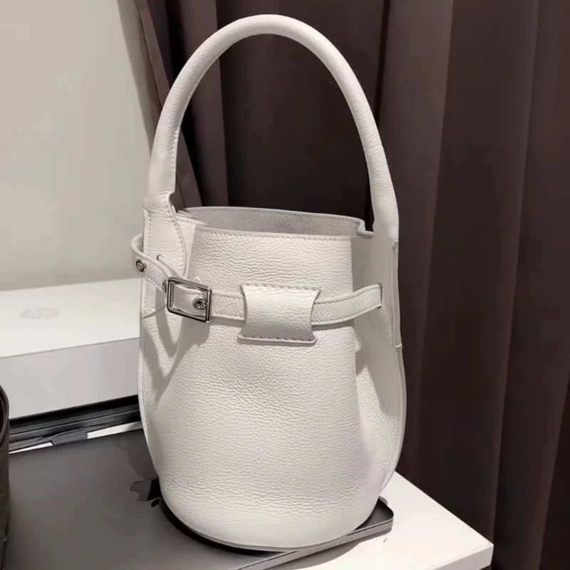 

2024 New Women's Leather Buet Bag Casual Crossbody oulder Handbag Soft Tote Bag Pure Color Zipper Closure Faion Bag