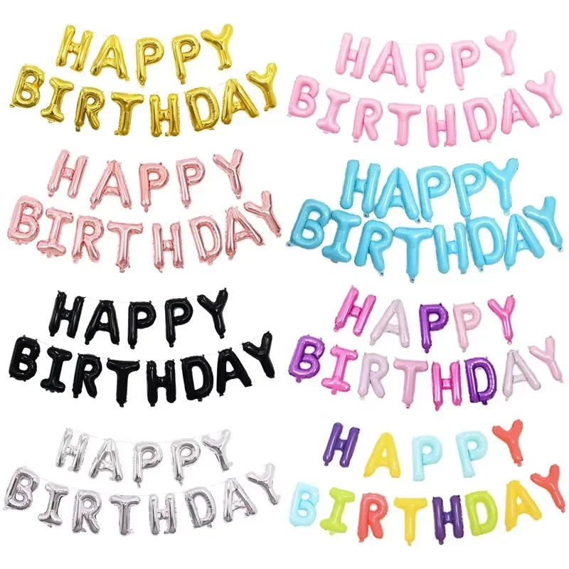 

13pcs Happy Birthday Decoration Balloons Rose Gold Letter Foil Ballons Birthday Party Decorations