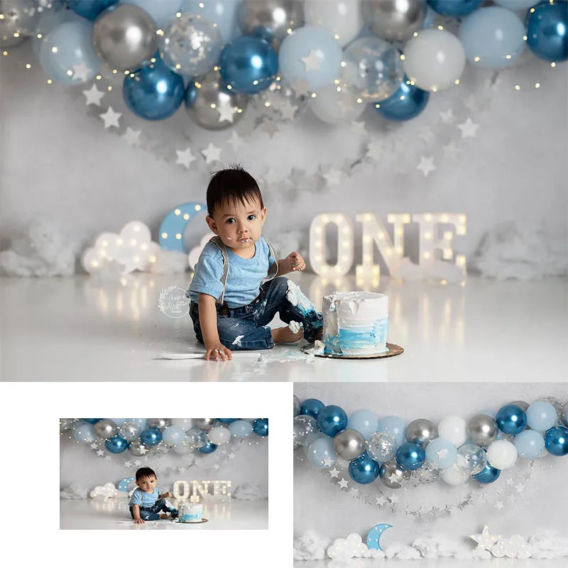 

Twinkle Little Star Baby Shower Backdrop Birthday Background Boy 1st Boy Shinning Stars and Moon Party Photography Backgrounds