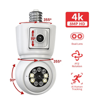 iCSee 4K 8MP E27 Bulb IP WiFi Camera Dual Lens 4MP Indoor Security PTZ Camera Home Safe CCTV Surveillance Auto Tracking Audio