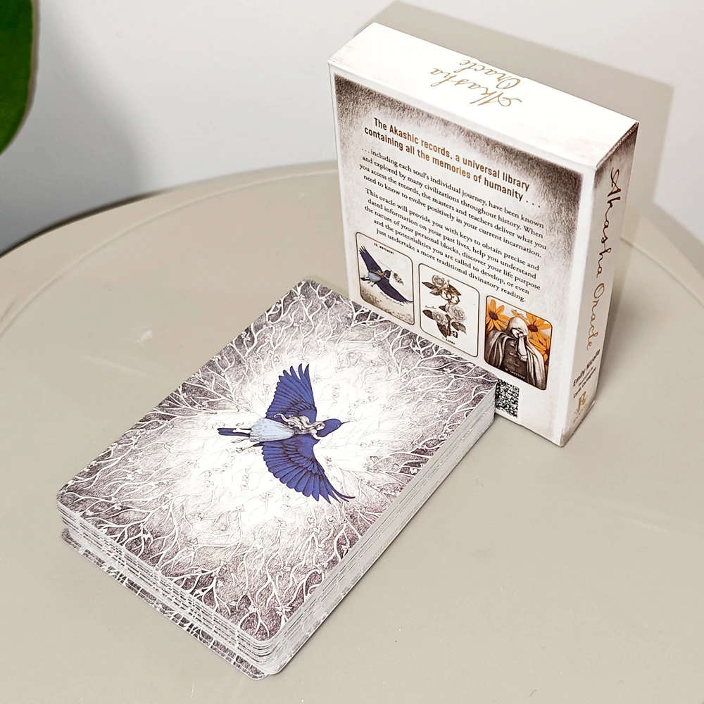 Baraja de Oráculo Akasha, 50 Cartas, 10.5x7.5cm, para Desbloquear la Sabiduría de Vidas Anteriores, Registros Akashicos Impresos en Cartulina de Doble Relieve de 350GSM