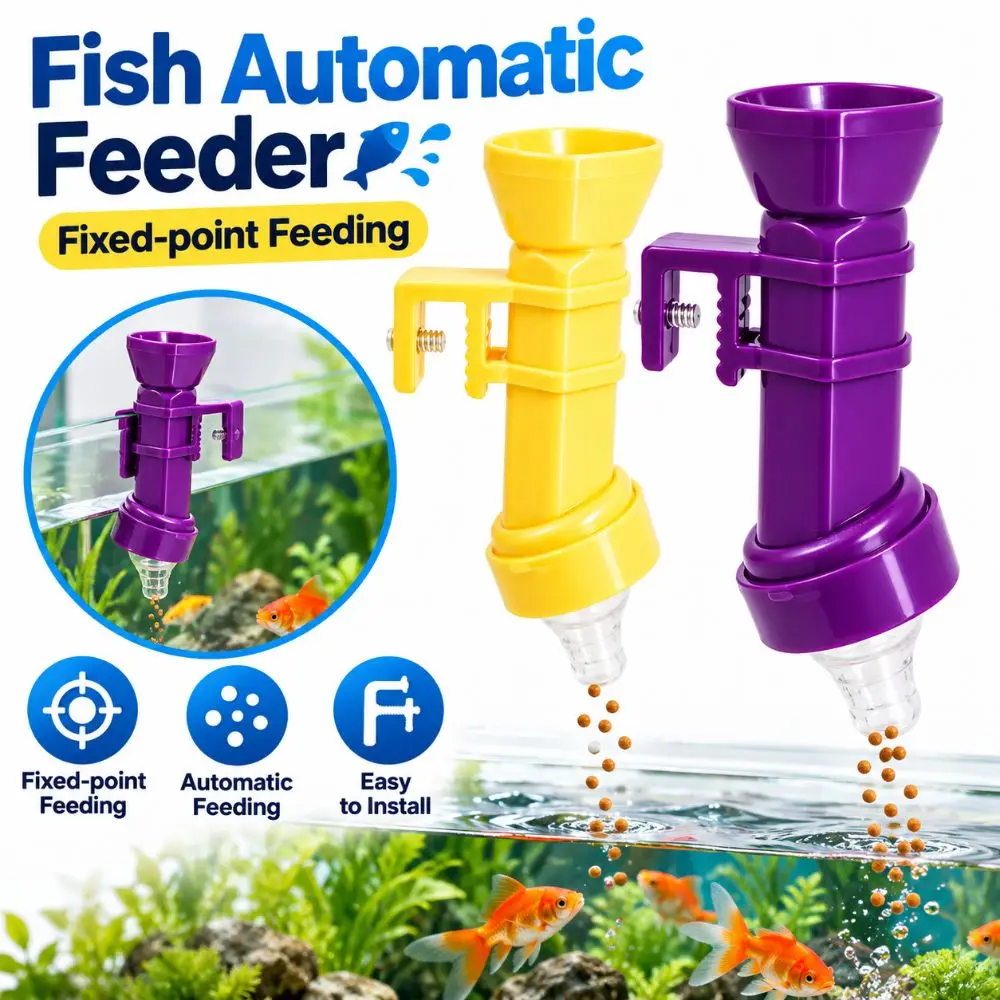 Plastic Aquarium Fish Feeder Nipple Teat Clip On Fish Automatic Feeder Fixed-point Feeding Hexagon Bottle Style