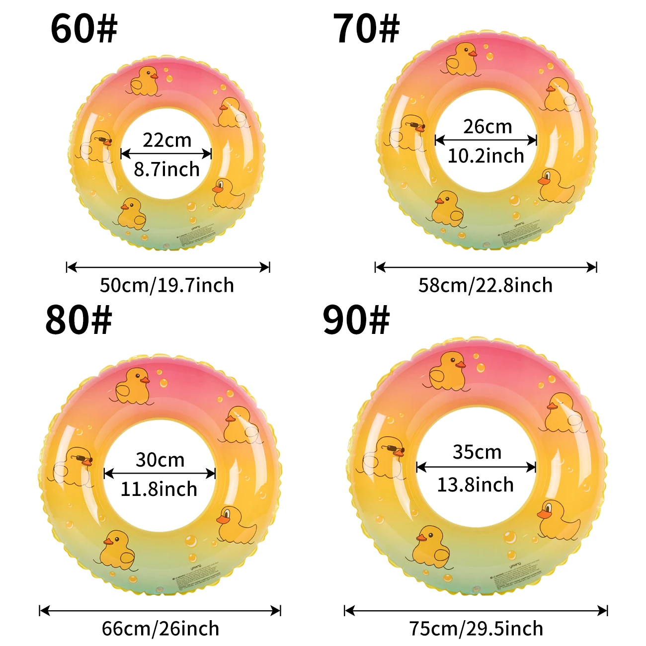1PC Leuke Gele Eend Gradiënt Zwembad Drijft Zomer opblaasbare Zwemring, Strand en Zwembad Zwemmen Hulp, Strand Speelgoed voor Zwembad Party