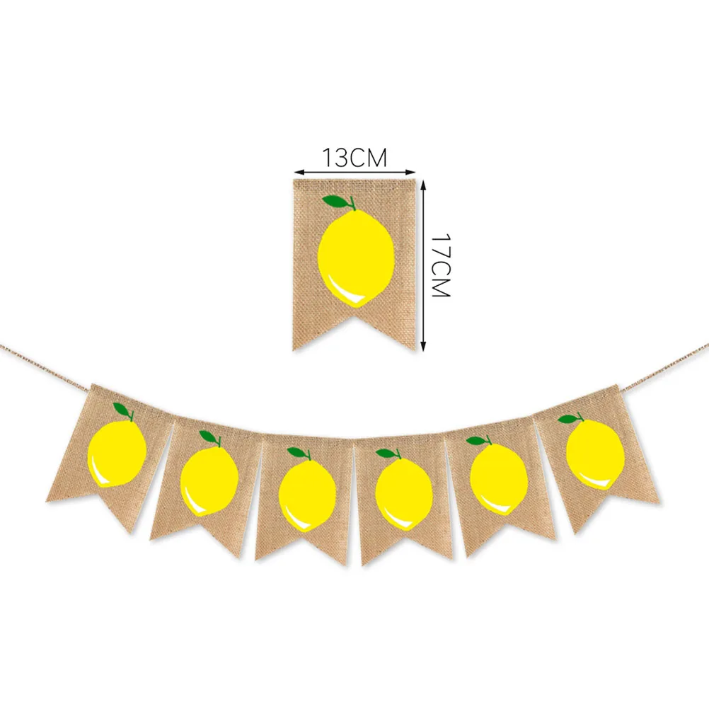 

Lemon Patterned Burlap Banner Party Decoration Hanging Pull Flag Garland Themed Bunting Kids Birthday Summer Dancing Hawaii Wall