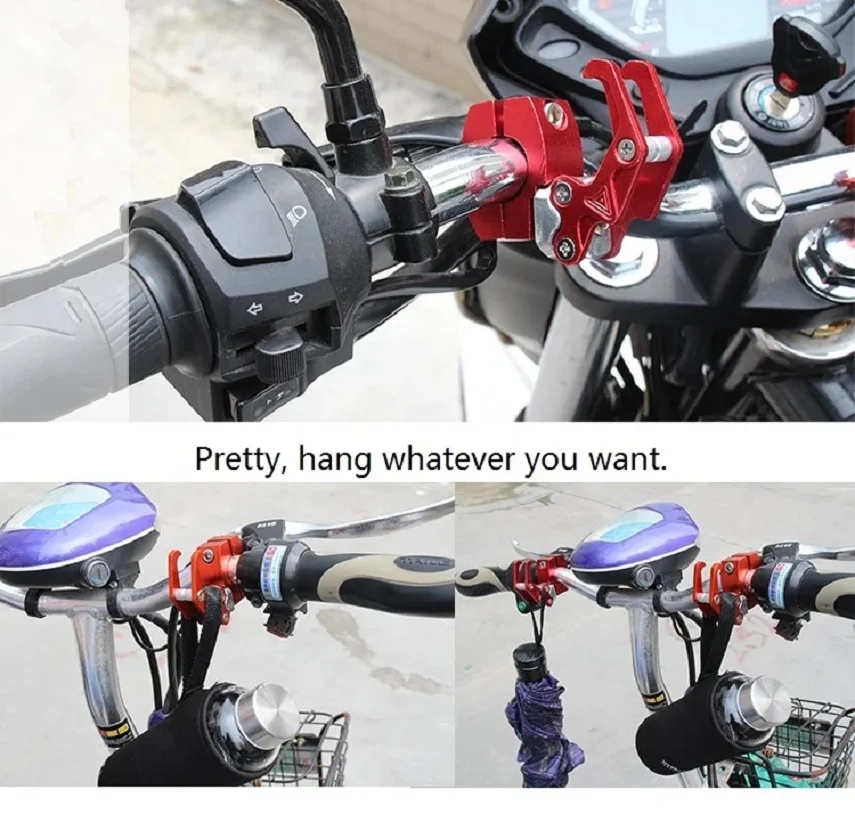 Multi - function aluminum alloy hook, front object hook, Motorcycle, bicycle, electric car, etc., handlebar applicable