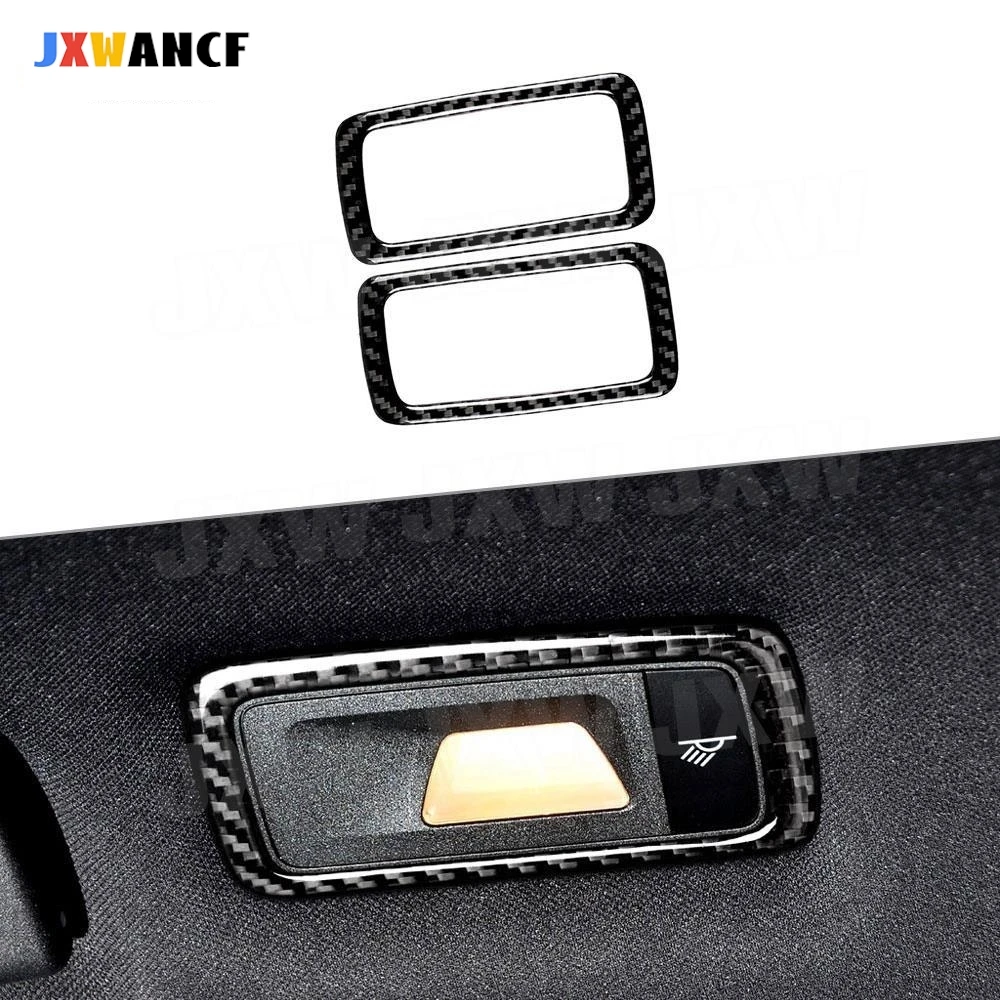 JXWANCF Carbon Fiber Interior Rear Seat Roof Light Lamp Trim Frame Cover Sticker for Porsche Macan 2015-2018 Car