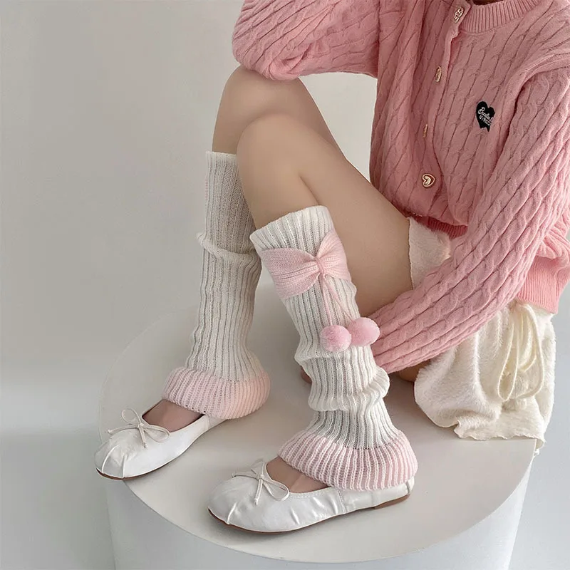 

Ladies' Stockings New Japanese Lolita Sweet Bow Cute Kawaii Fur Ball Fashion Verstaile Calf Socks High-quality Socks For Girl