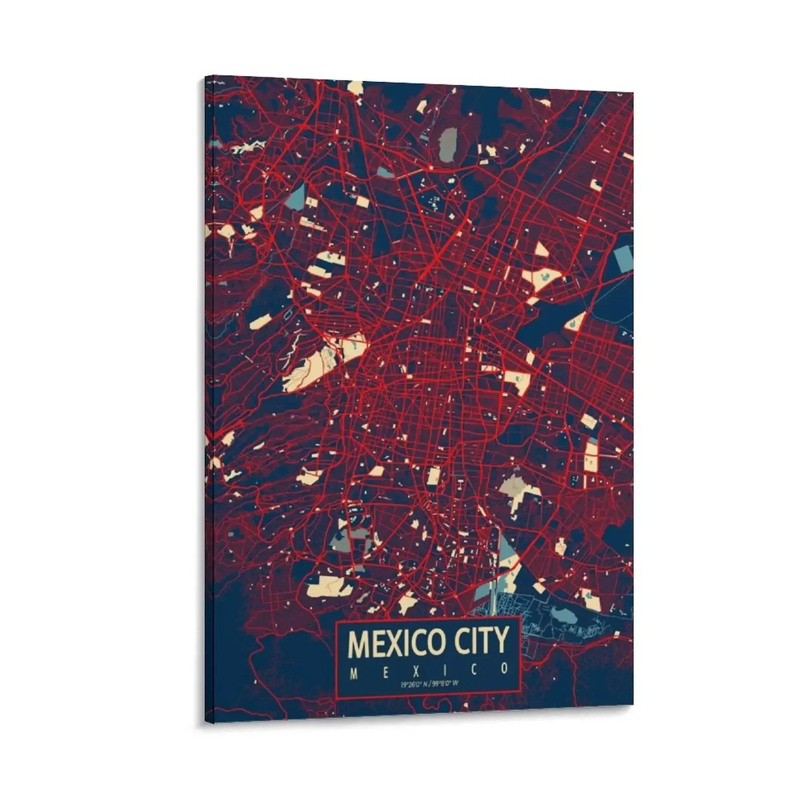 

Mexico City Map - Hope Canvas Painting Decor for room wall decoration painting decoration aesthetic aesthetic room decoration
