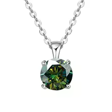 Classic Yellow Gold Cubic Zirconia Pendant 18K Silver Plated - Silver Dark Green