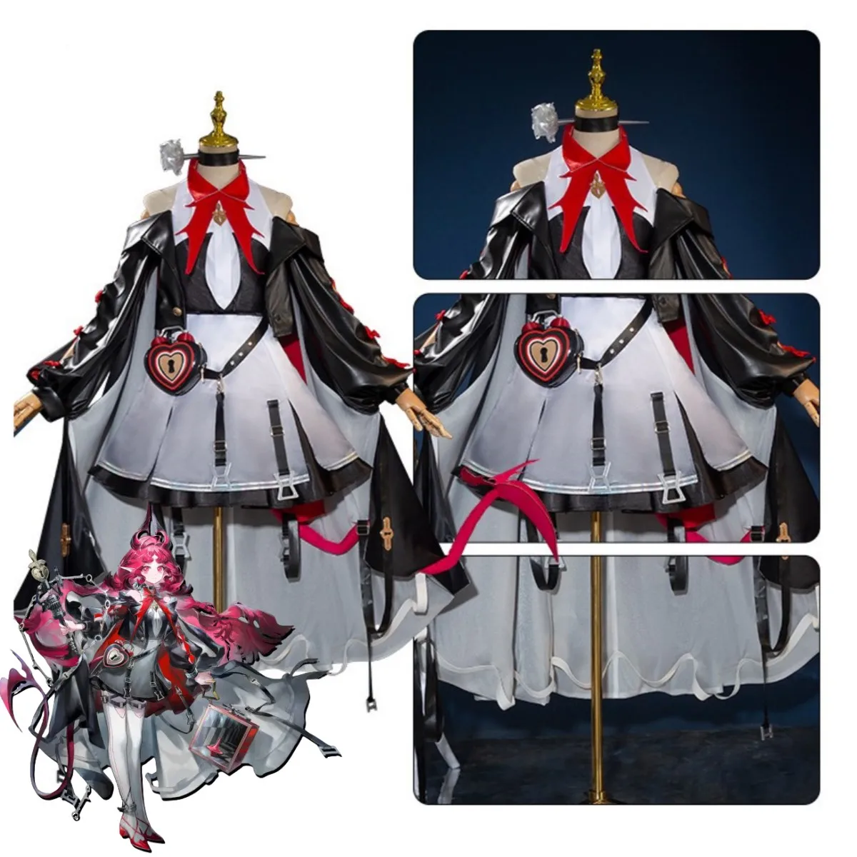 Game Arknights Nymph Cosplay Costume Sarkaz Kazdel Operator Caster Black Cloak Dress Uniform Bag Wig Woman Sexy Carnival Suit