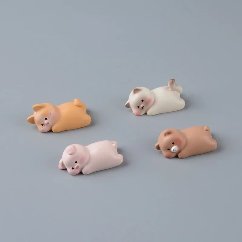 Cute Animals Lying Flat Decorations Pig Cat Dog Bear Tabletop Car Decorations Home Decoration Gifts