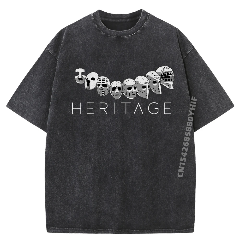 

Goaltender Hockey Legends Goalie Helmet Sport Lover Graphic T Shirts Men Cotton Breathable Men Washed Short Sleeve Tee