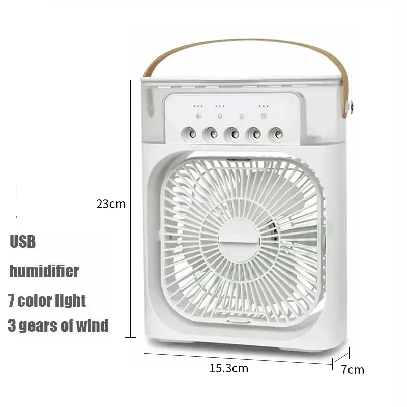 New 3 In 1 Mini Air Cooler Portable Fan Air Conditioner Humidifier with LED Night Light Adjustable Wind Speed Desktop CoolingFan image 6