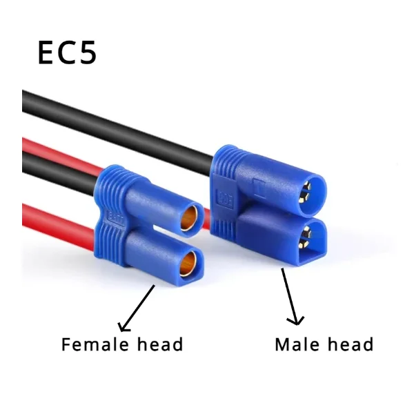 EC5 Male to EC5 Female Silicone Extension Cable 10AWG 100a Current Li-ion Battery Airplane Car Emergency Start Power Plugs