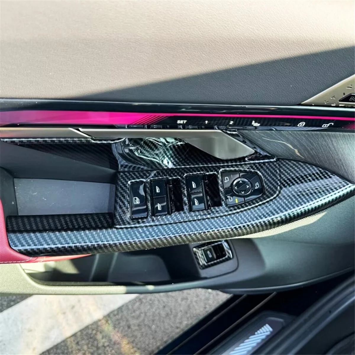 ที่ครอบสวิตช์ยก2024หน้าต่าง G60สำหรับ BMW 5 Series อุปกรณ์ตกแต่งภายใน ABS คาร์บอนไฟเบอร์